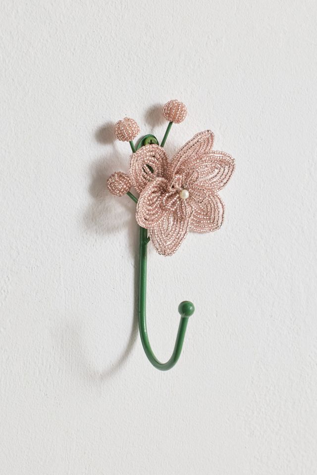 Beaded Flower Iron Wall Hook #1