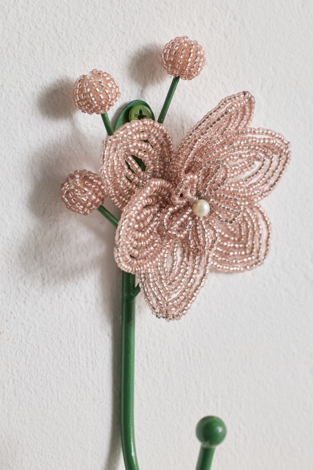 Beaded Flower Iron Wall Hook #2