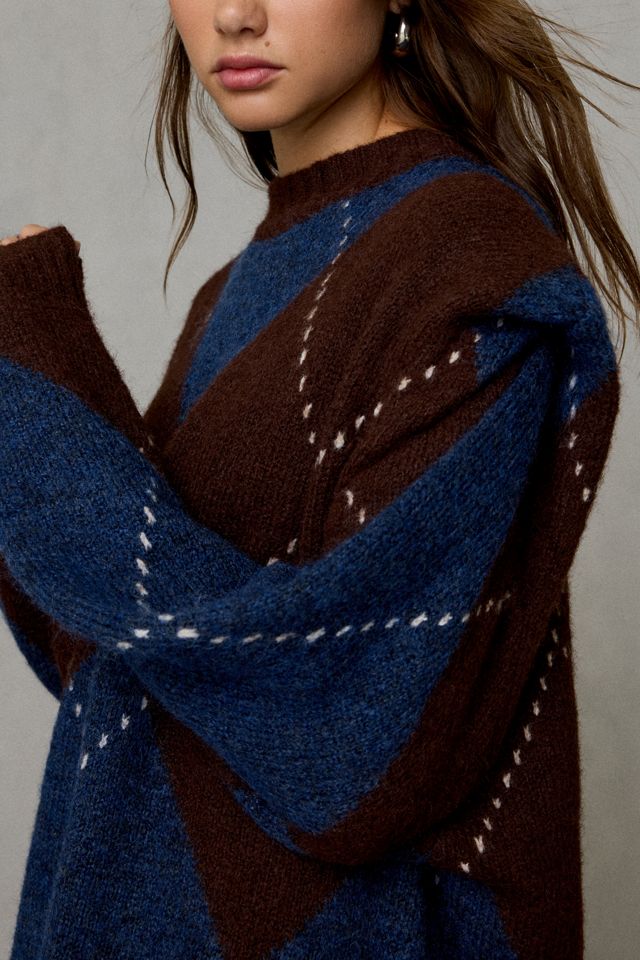 Muse Assembly Lucie Argyle Oversized Sweater Dress #1