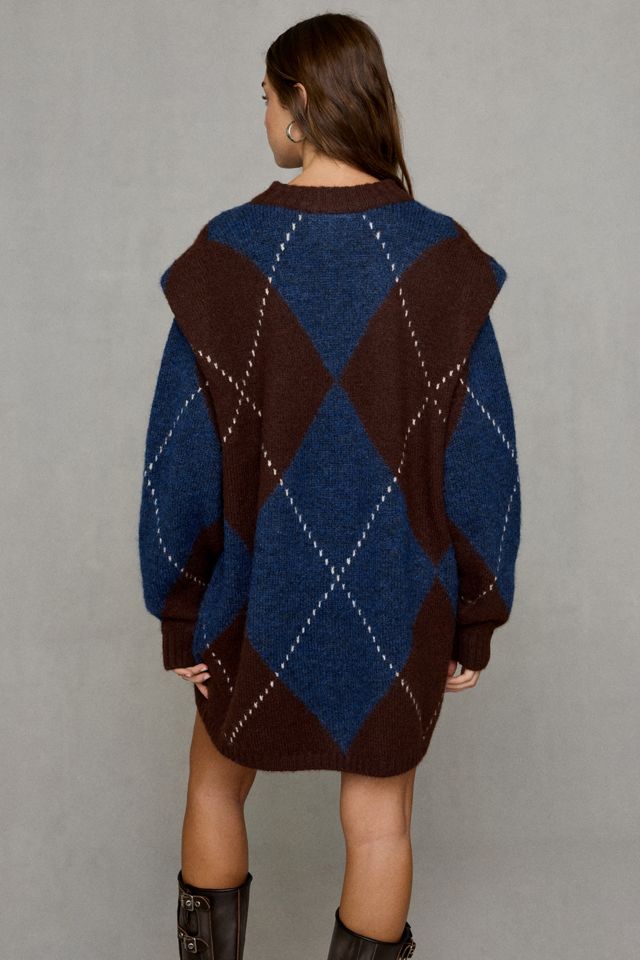 Muse Assembly Lucie Argyle Oversized Sweater Dress #3