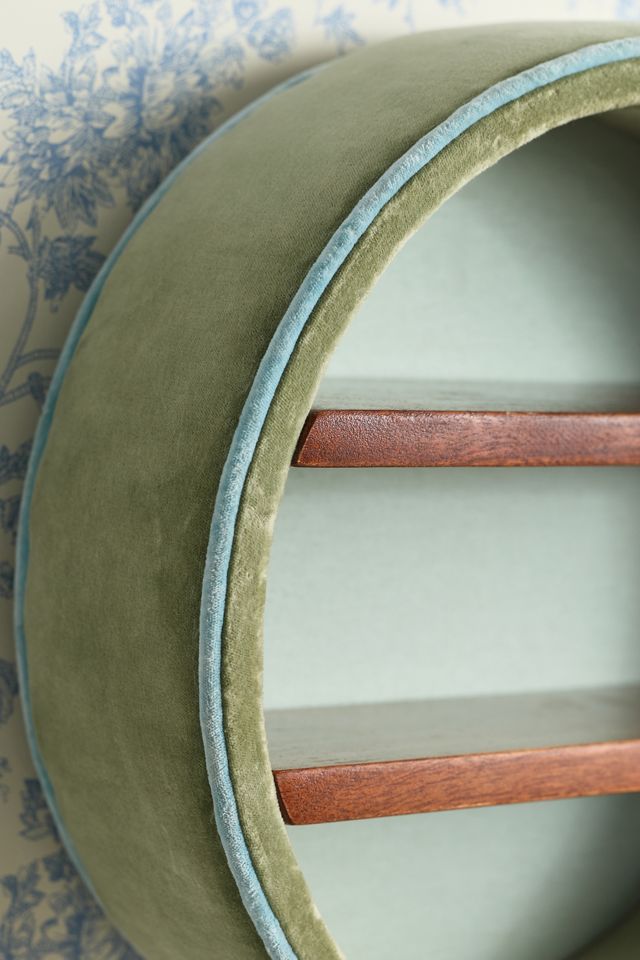 Jane Round Velvet Upholstered Wall Shelf #1