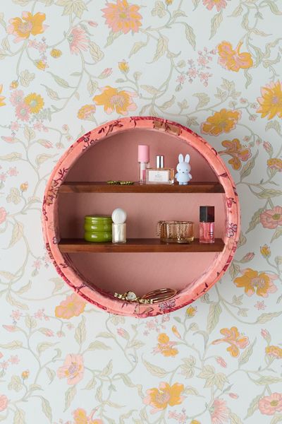 Jane Round Velvet Upholstered Wall Shelf