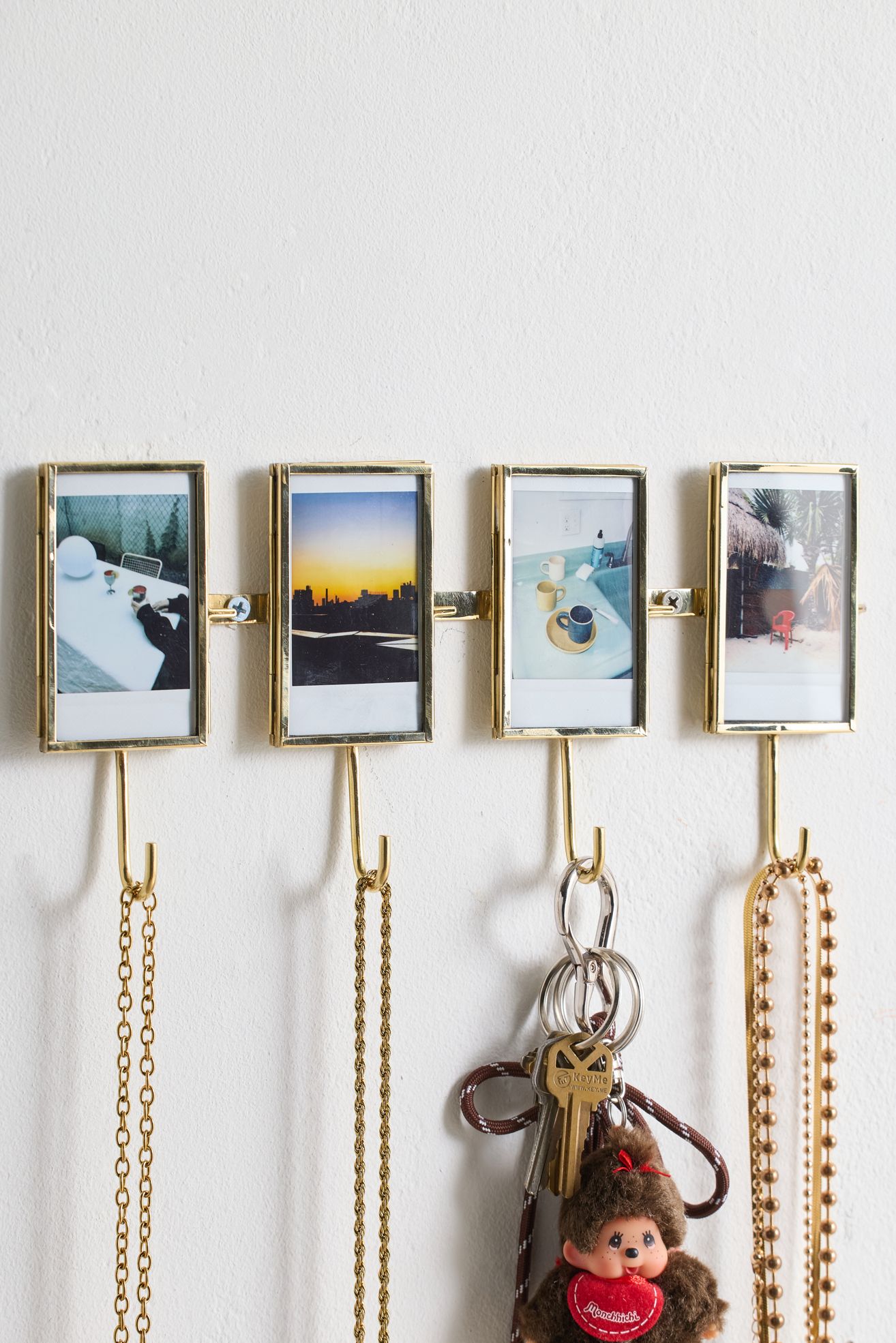 Brass 4-Frame INSTAX MINI Picture Frame Wall Multi-Hook - Gold, ONE SIZE