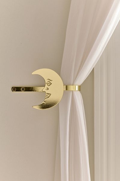 Crescent Moon Metal Curtain Tie-Back Set