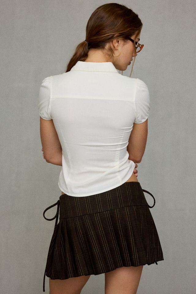 Glamorous Side-Tie Pleated Plaid Mini Skirt #3
