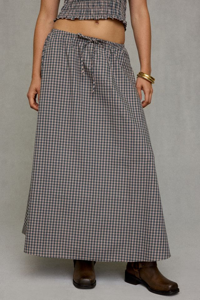 Glamorous Gingham Tie-Waist Cotton Maxi Skirt #1