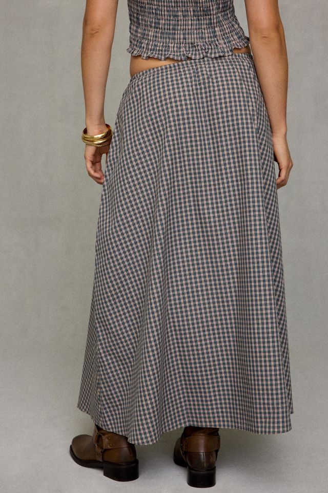 Glamorous Gingham Tie-Waist Cotton Maxi Skirt #4