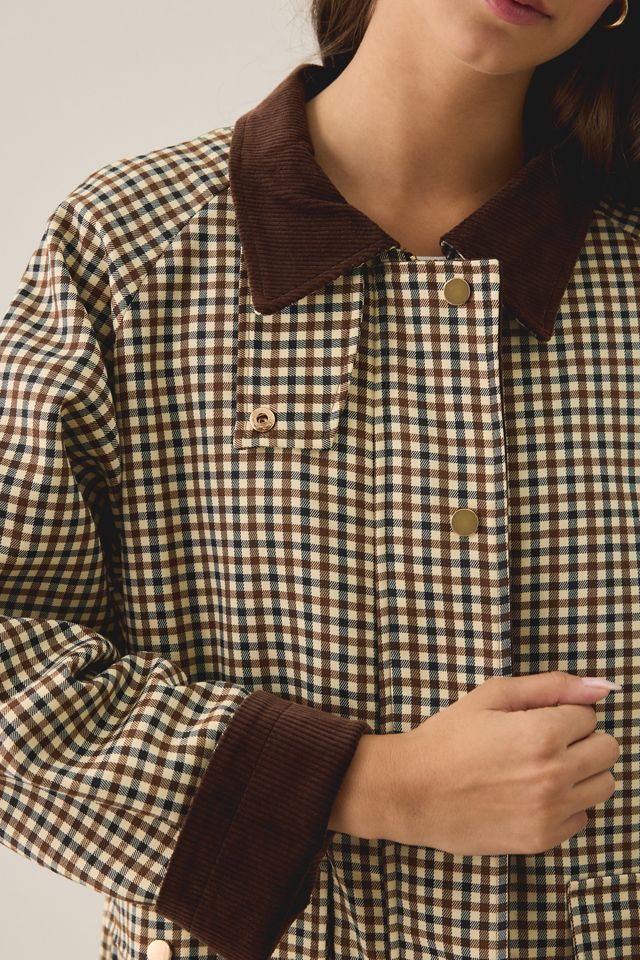 Glamorous Countryside Charm Contrast Collar Barn Jacket #1