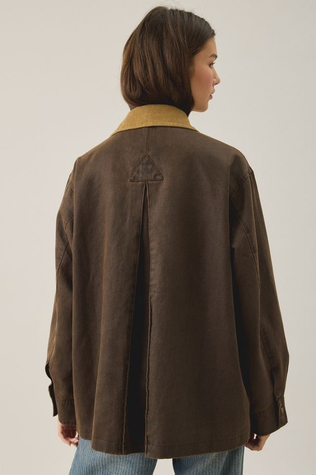 Glamorous Countryside Charm Contrast Collar Barn Jacket #1