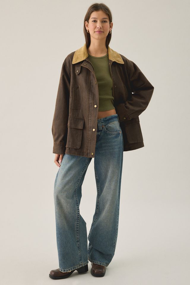 Glamorous Countryside Charm Contrast Collar Barn Jacket #3