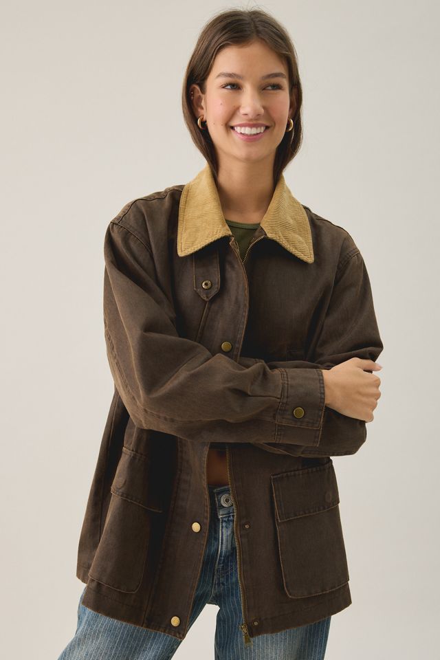 Glamorous Countryside Charm Contrast Collar Barn Jacket #4