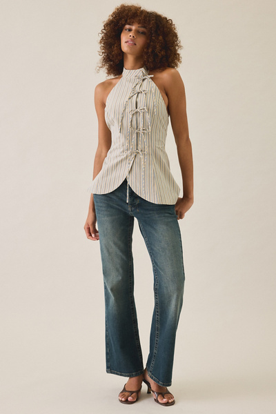 Glamorous Wrap Tie-Front High Neck Halter Top