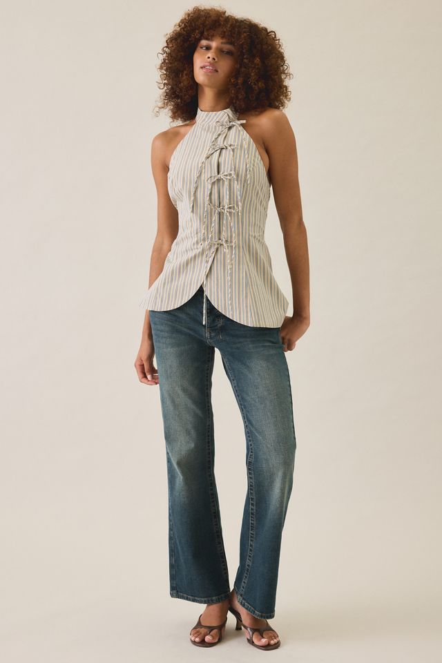 Glamorous Wrap Tie-Front High Neck Halter Top #1