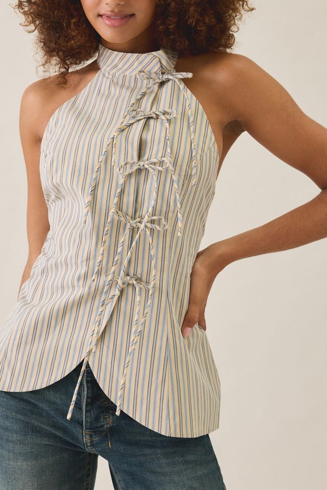 Glamorous Wrap Tie-Front High Neck Halter Top #2