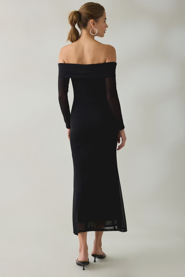 Robe maxi UO Yana en maille à manches longues et épaules dénudées #2