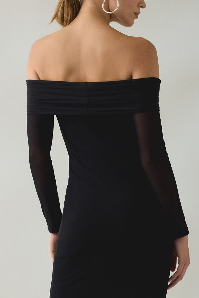 Robe maxi UO Yana en maille à manches longues et épaules dénudées #3