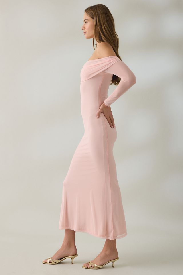 UO Yana Mesh Long Sleeve Off-The-Shoulder Maxi Dress #1