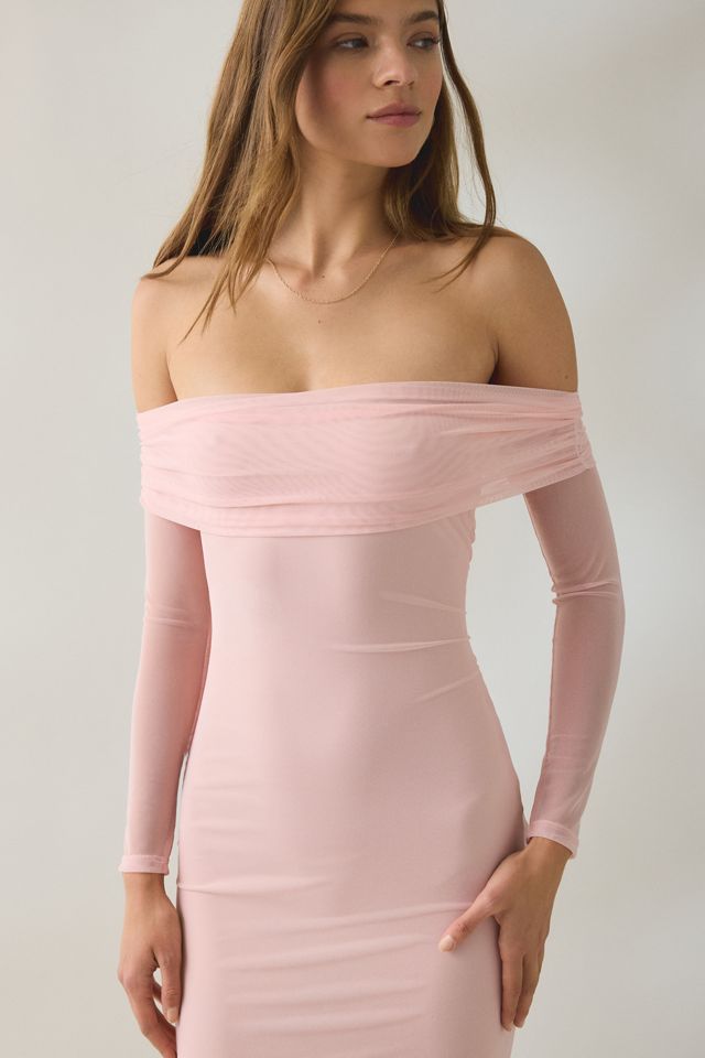 UO Yana Mesh Long Sleeve Off-The-Shoulder Maxi Dress #2