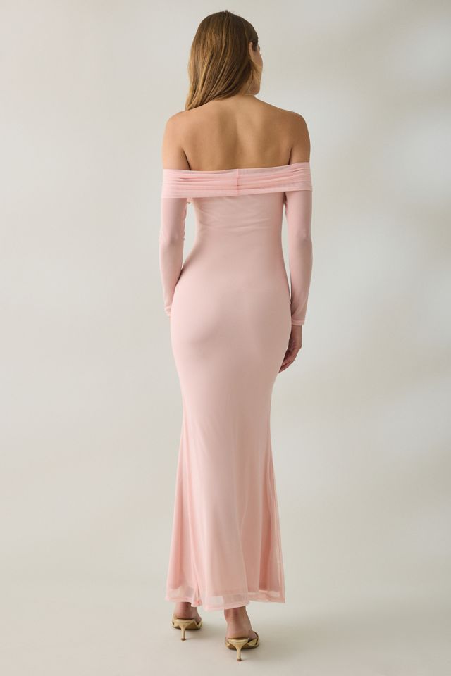 UO Yana Mesh Long Sleeve Off-The-Shoulder Maxi Dress #3