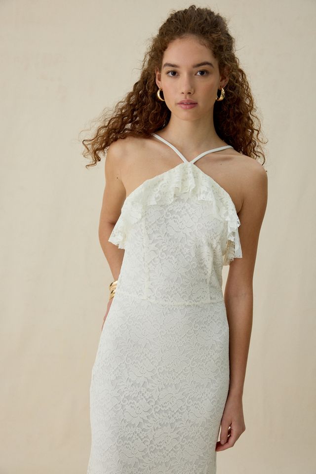 UO Lila Ruffle High Neck Lace Maxi Dress #2