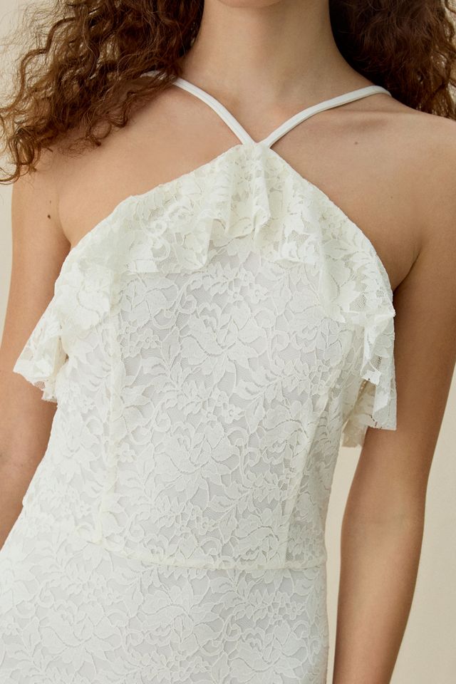 UO Lila Ruffle High Neck Lace Maxi Dress #4