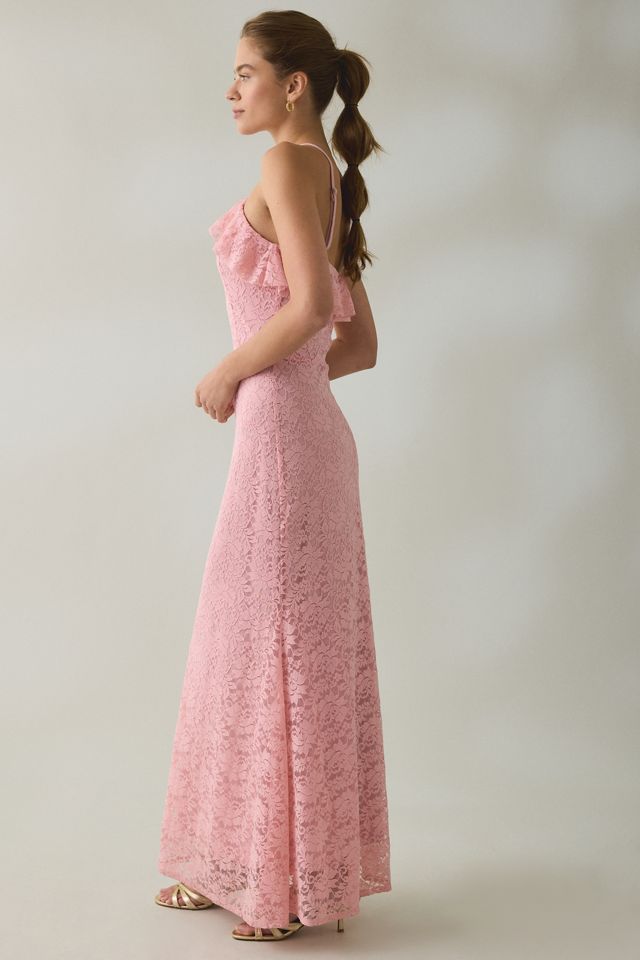 UO Lila Ruffle High Neck Lace Maxi Dress #1