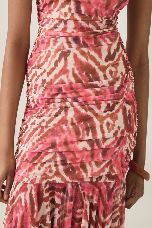 UO Massie Mesh Asymmetric Hanky Hem Strapless Midi Dress #4