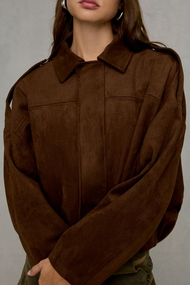 Glamorous Brookie Bubble Hem Faux Suede Jacket #1