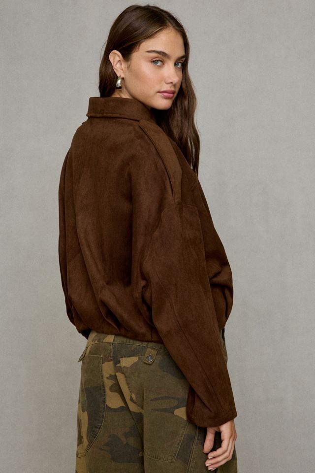 Glamorous Brookie Bubble Hem Faux Suede Jacket #3