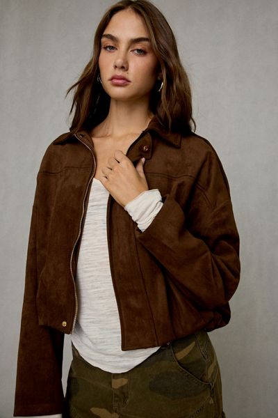 Glamorous Brookie Bubble Hem Faux Suede Jacket