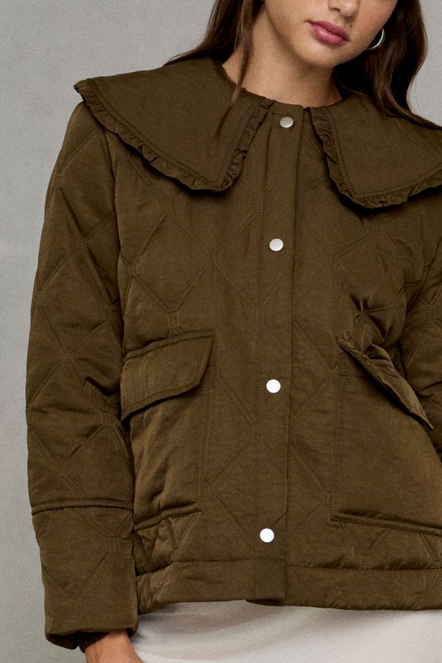 Glamorous Totally Twee Ruffle Collar Quilted Jacket #1