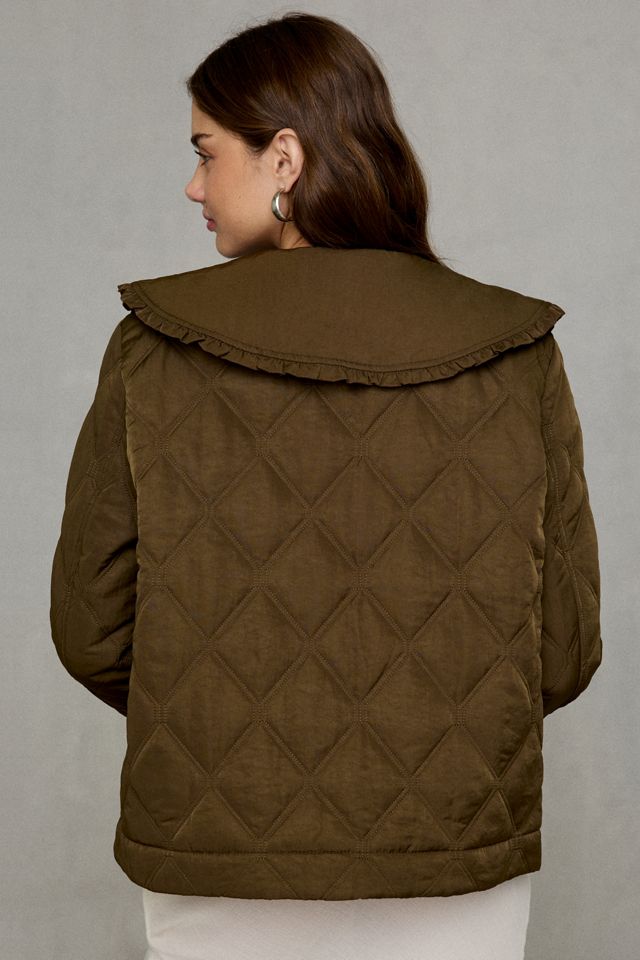 Glamorous Totally Twee Ruffle Collar Quilted Jacket #2