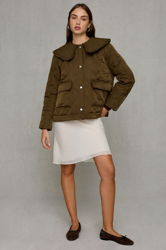 Glamorous Totally Twee Ruffle Collar Quilted Jacket #3
