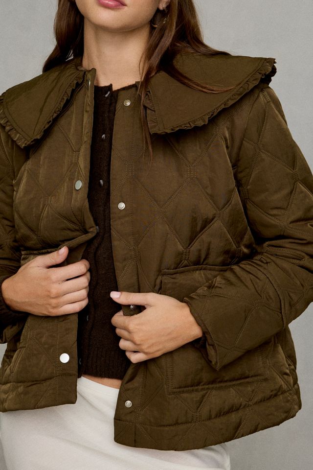 Glamorous Totally Twee Ruffle Collar Quilted Jacket #4