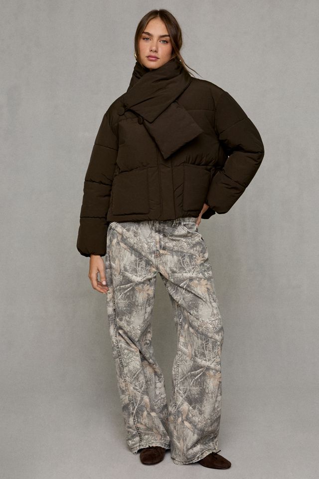 Glamorous Perfectly Plush Scarf Detail Puffer Jacket #3
