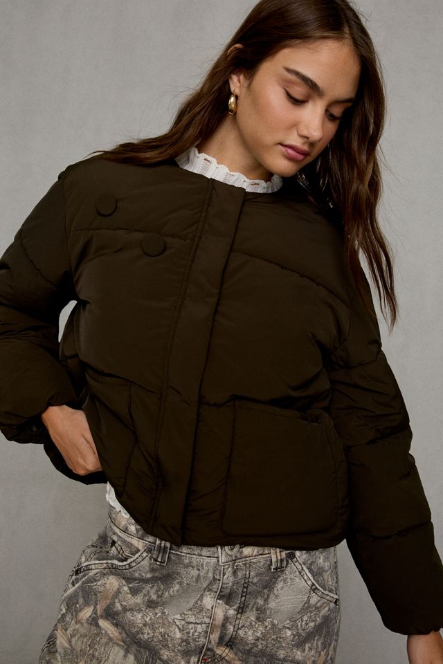 Glamorous Perfectly Plush Scarf Detail Puffer Jacket #4