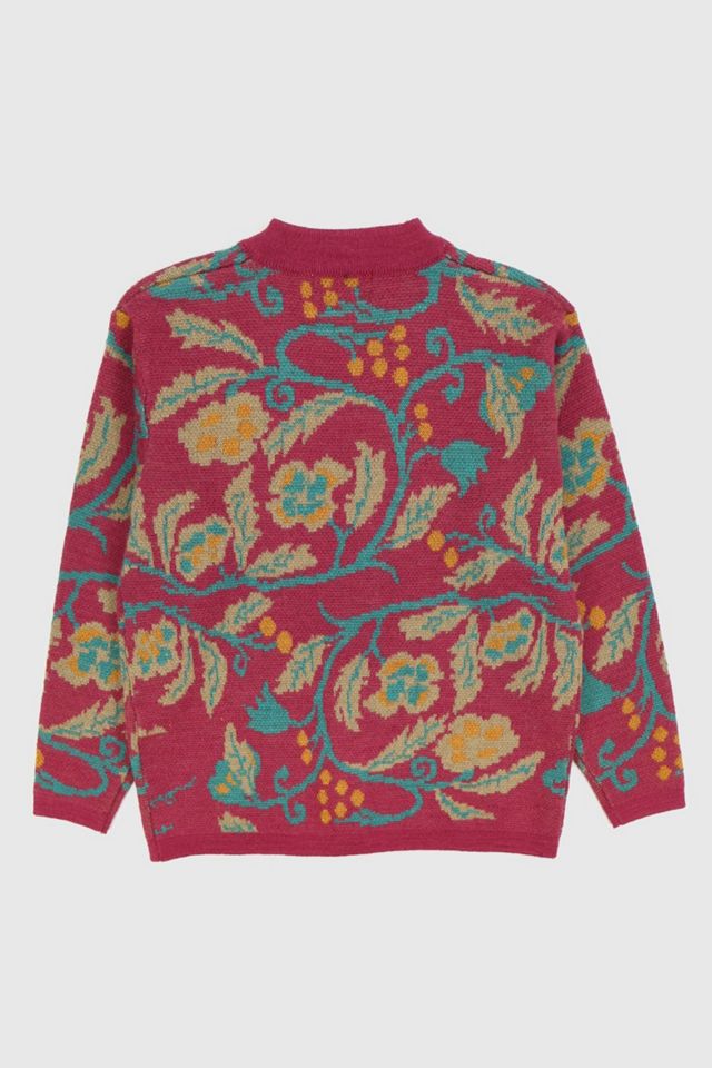 Vintage Floral Pattern Cardigan Sweater #1
