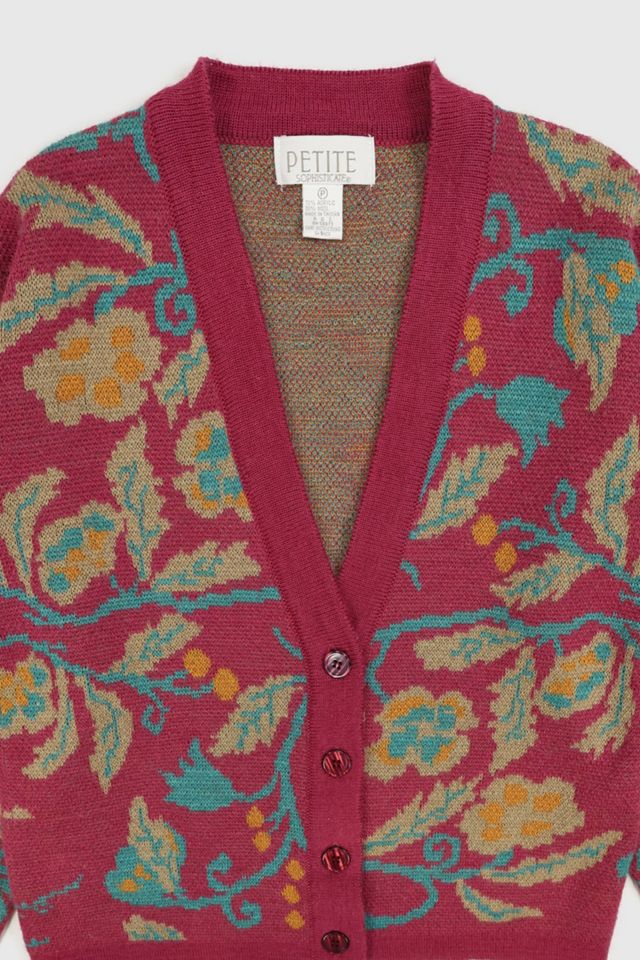 Vintage Floral Pattern Cardigan Sweater #2