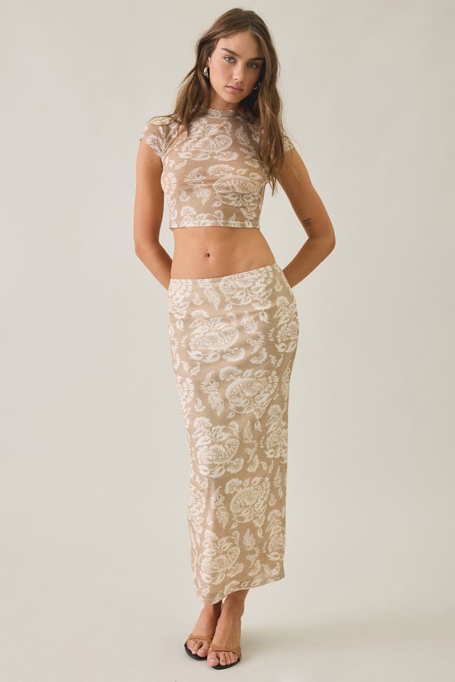 Glamorous Bandana Print Mesh High Neck Tee #1