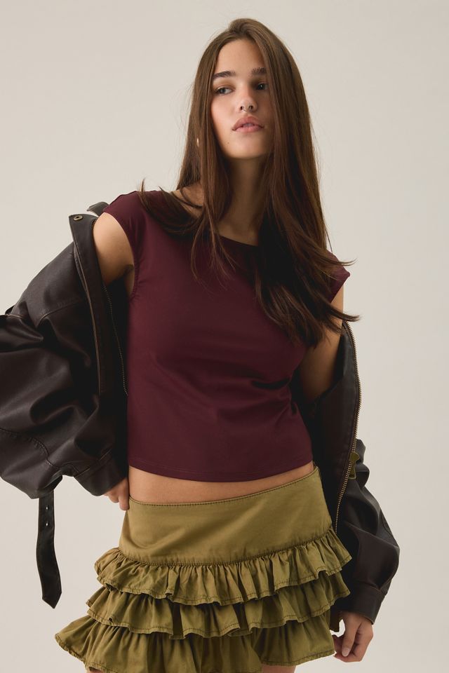 Glamorous Cropped Open-Back Boatneck Tee #2
