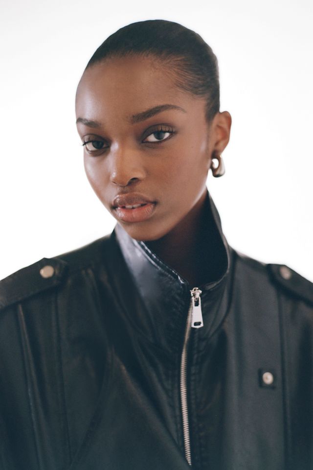 Glamorous Chic It Up Oversized Funnel Neck Faux Leather Jacket #1
