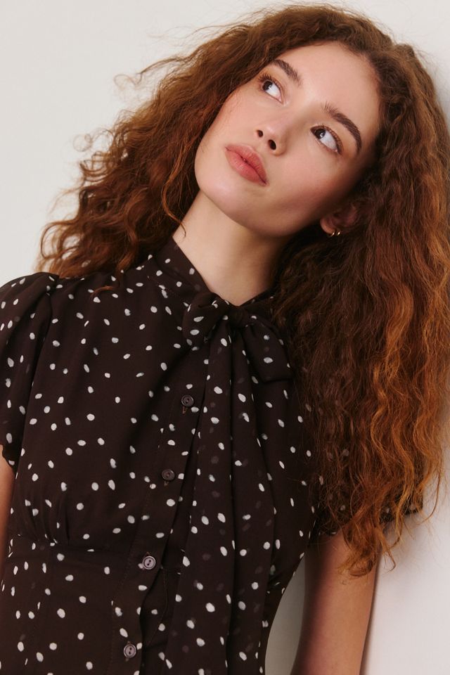 Glamorous Printed Tie-Neck Midi Dress #1