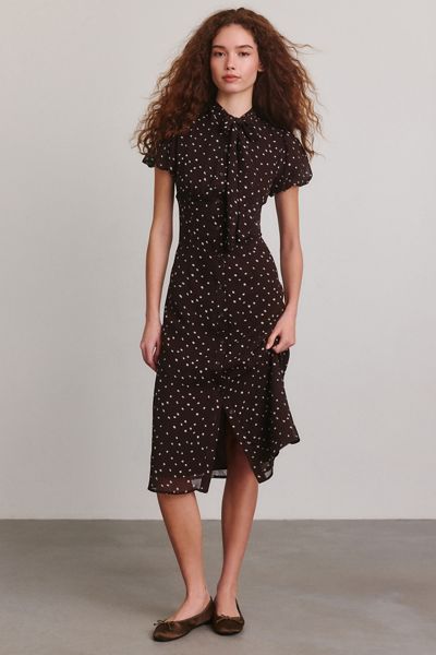 Glamorous Printed Tie-Neck Midi Dress