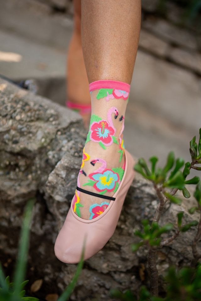 Sock Candy Flamingo Floral Sheer Sock #2