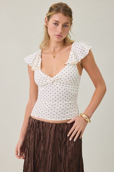 Kimchi Blue Alice Knot-Front Flutter Sleeve Top