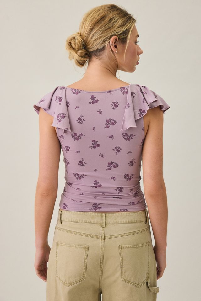Kimchi Blue Alice Knot-Front Flutter Sleeve Top #3