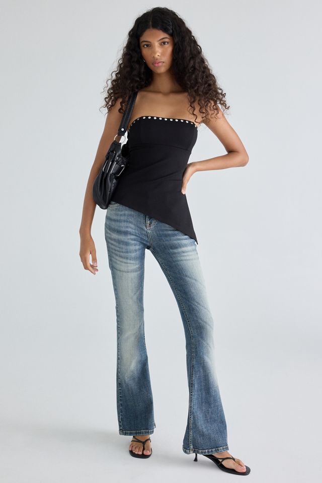 UO Afterparty Studded Asymmetric Side-Slit Tube Top #1