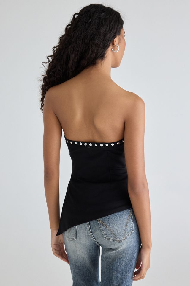 UO Afterparty Studded Asymmetric Side-Slit Tube Top #3