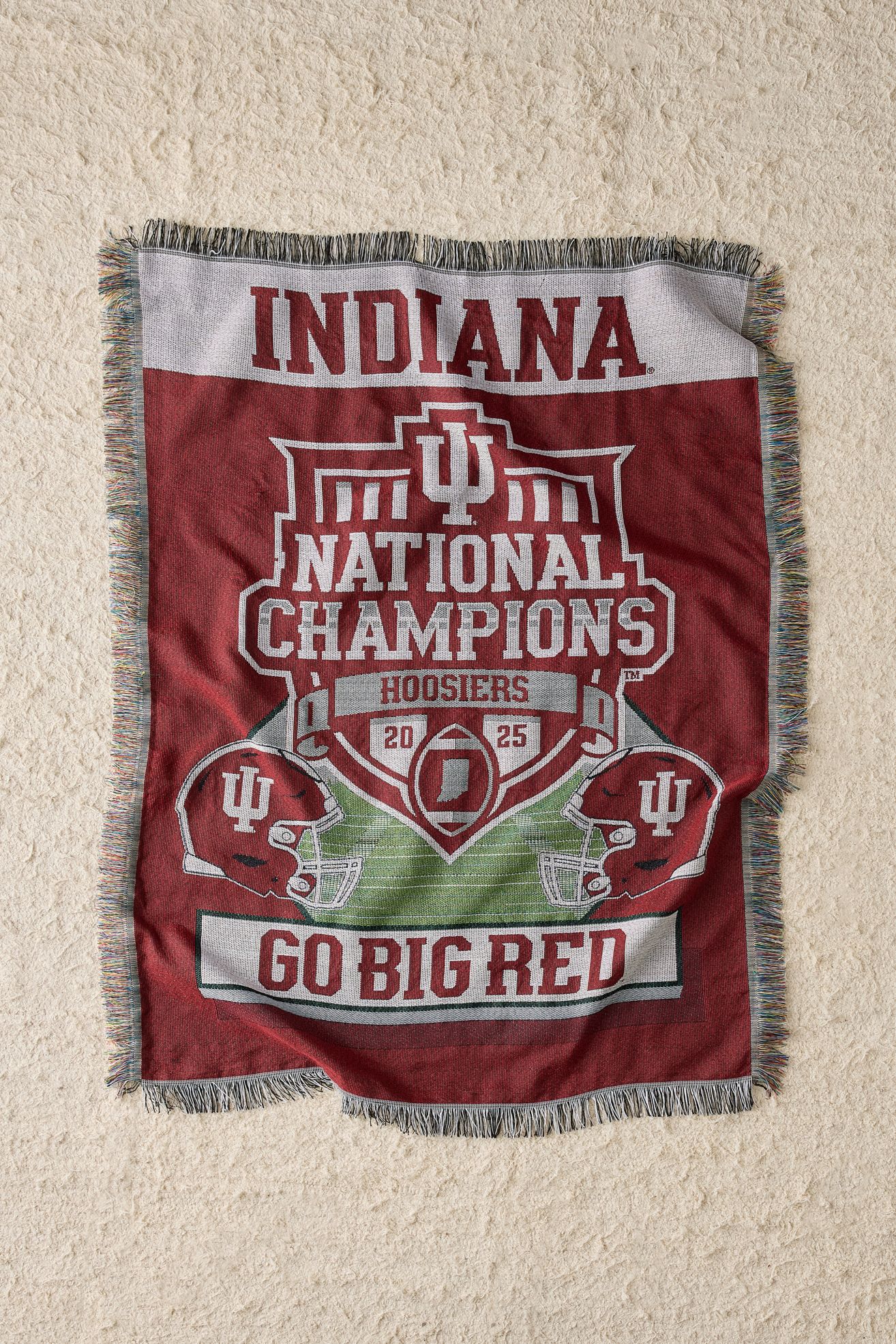NCAA Indiana University 2025 FBC Champions Tapestry Throw Blanket - Indiana, ONE SIZE