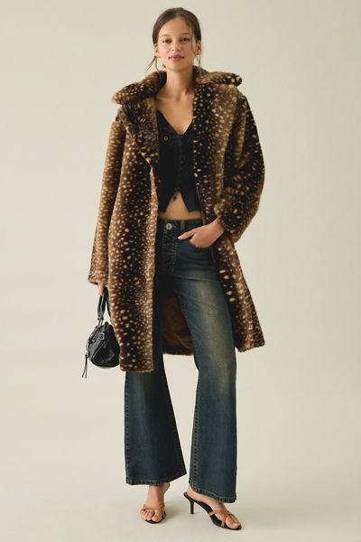 Daisy Street Doe Dotted Faux Fur Coat